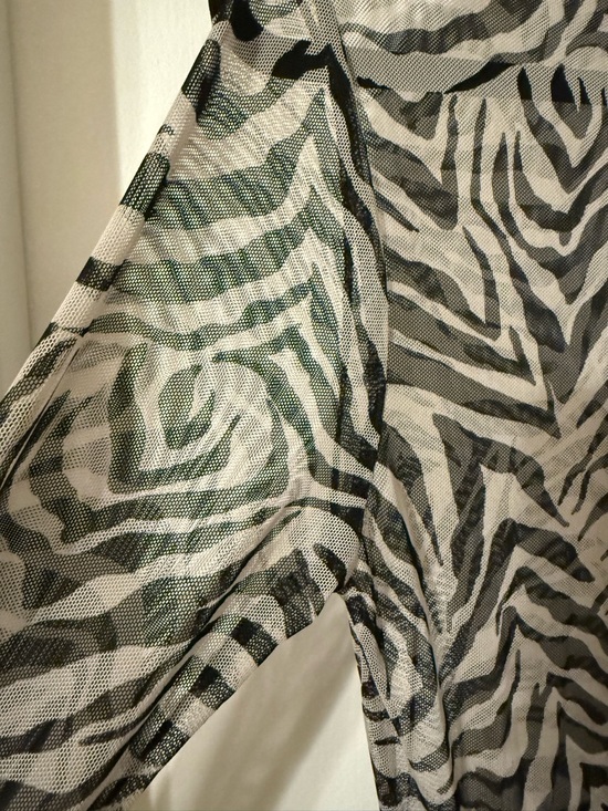 Dressed in Lala Black & White Zebra Print Mesh Maxi Dress - Picture 6 of 10